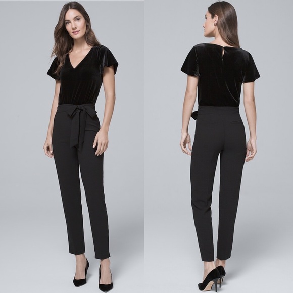 White House Black Market Pants - WHBM Velvet Bodice Black Jumpsuit Size 2